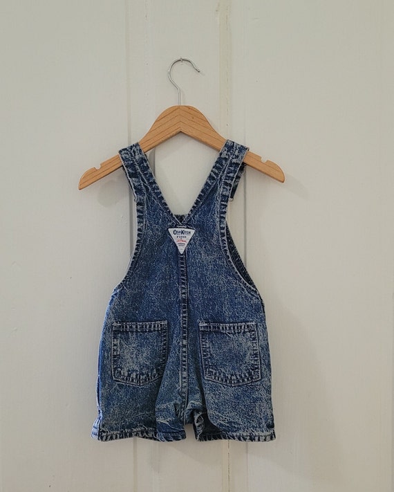 OSHKOSH Vintage Denim Stone Wash Short Overalls  … - image 2