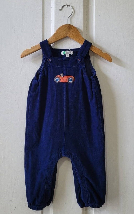 BODEN Baby Blue Corduroy Overalls with Car and Dog