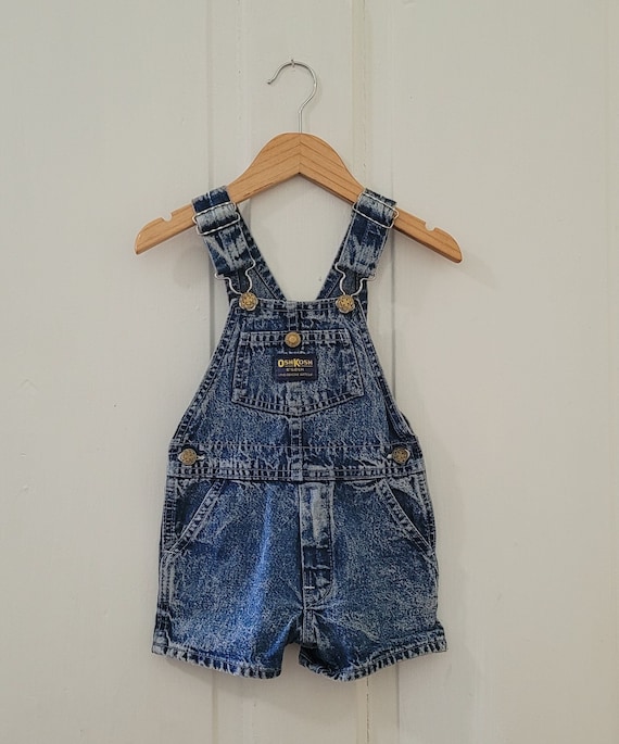 OSHKOSH Vintage Denim Stone Wash Short Overalls  … - image 1