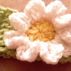 Crocheted, Baby Boho, Hand Knit, Daisy Floral Headband, Music Festival Style, Made to Order image 3
