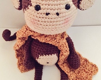 Miss Molly Amigurumi Crocheted Stuffed Monkey, FREE SHIPPING!! Monkey Plushie Toy for Baby, Toddler & Kids, Birthday Christmas Gift Idea