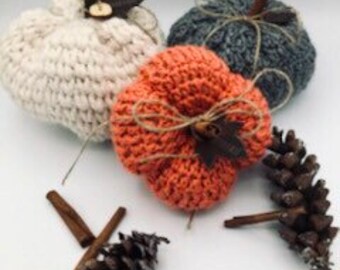 Textured, Crocheted, Stuffed Pumpkins with Optional Pumpkin Spice Scent