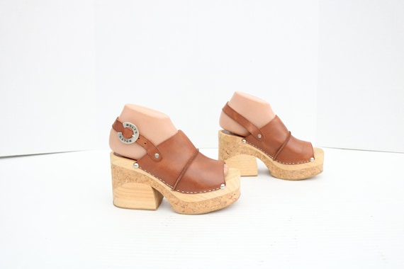 MOLT'S CLOGS Spain Cork Wooden Heels Platform Sand