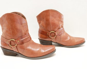 Franco Sarto women brown ankle cowboy western boots size 9