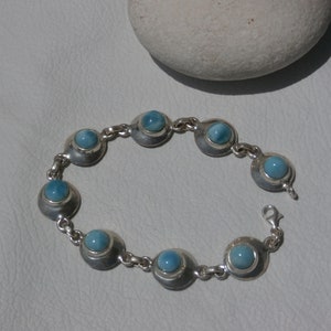 Larimar Stone Bracelet Handmade In Sterling Silver 925