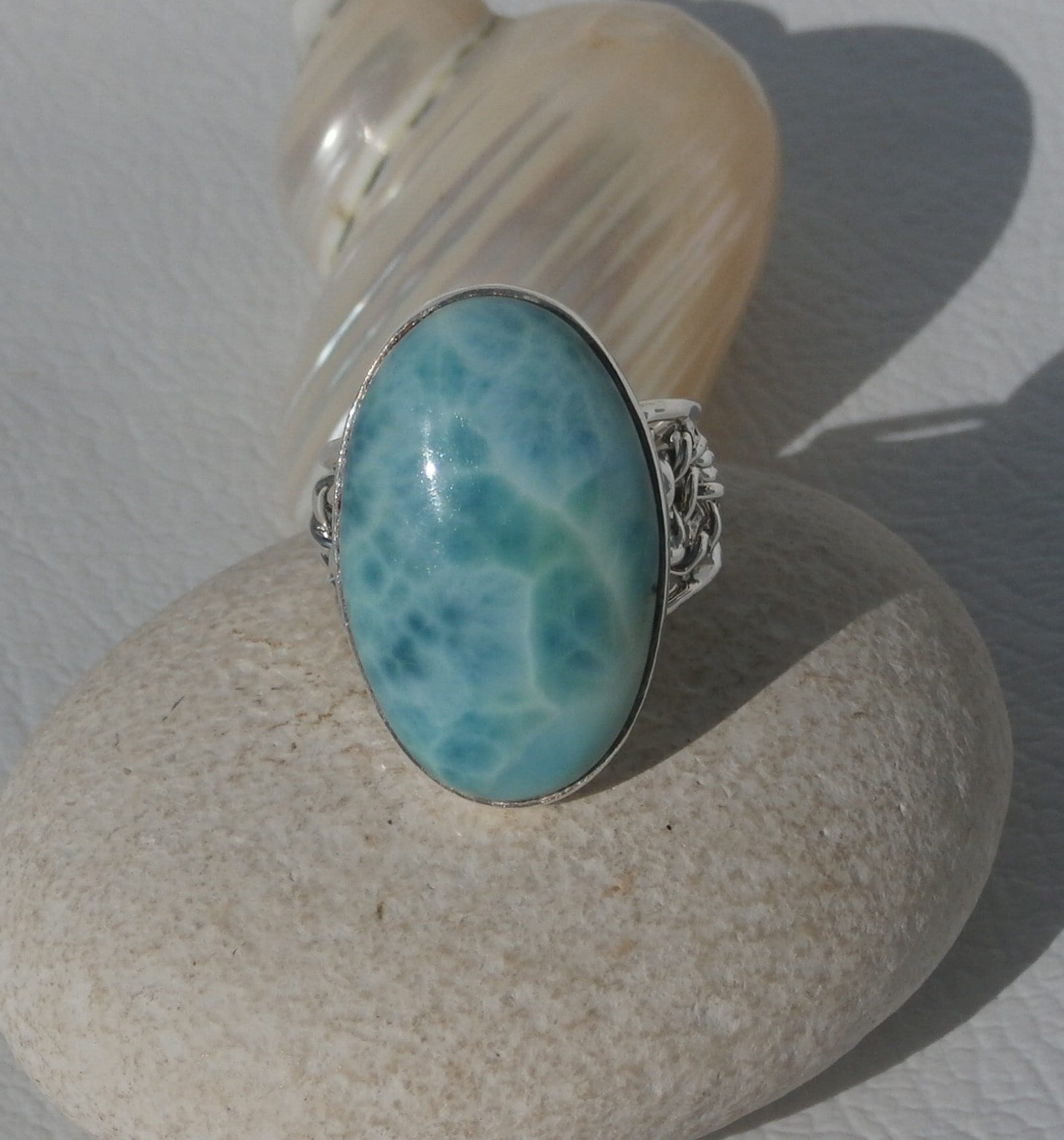 Larimar Stone Ring Handmade In Sterling Silver 925 Etsy