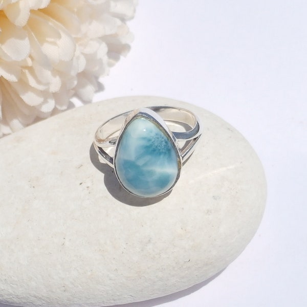 Larimar Stone Ring Handmade In Sterling Siver 925