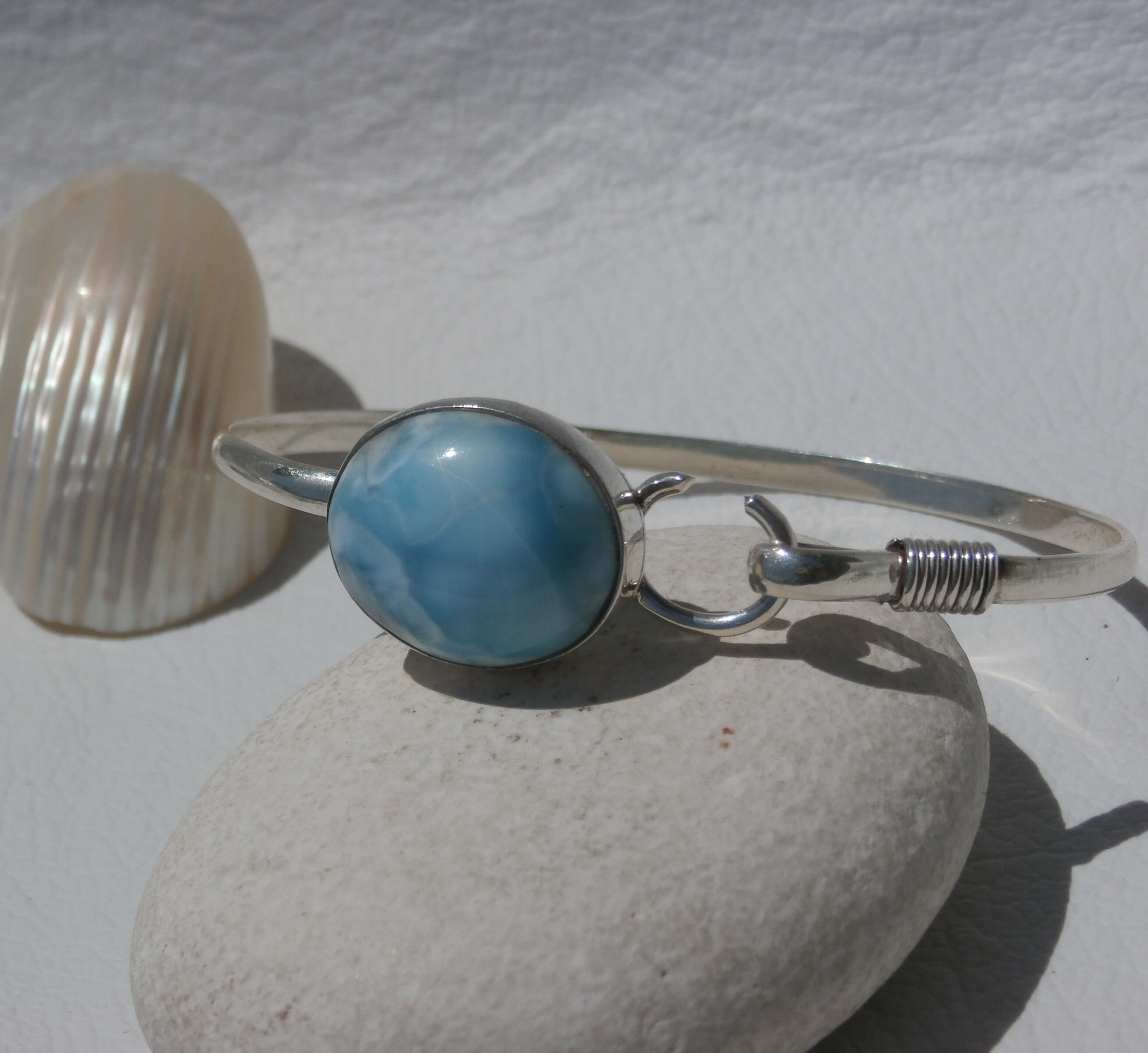 Cavigliera Regina Dell'estate! Argento 925 E Larimar Blu Onde Dell'oceano - Idea Regalo Perfetta Per Donna