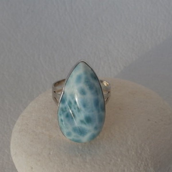 Marbled Larimar Free Shape Stone In Sterling Silver 925