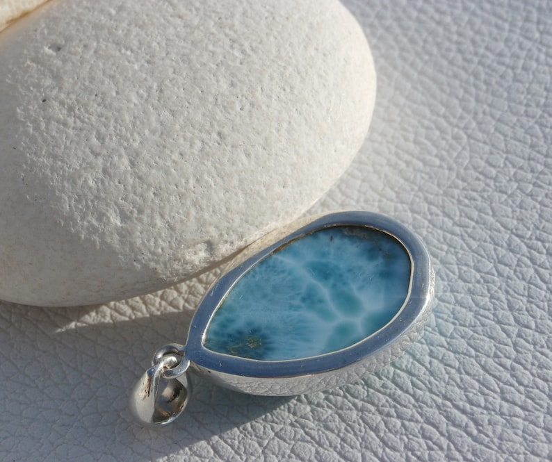 Larimar Stone Pendant In Sterling Silver 925 Larimar Stone Handmde Jewelry