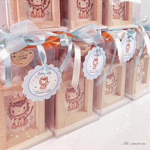 Bomboniere Battesimo Leoncino e Animaletti della Savana . Lanterne in Legno Artigianali, Personalizzabili Nascita, Primo Compleanno