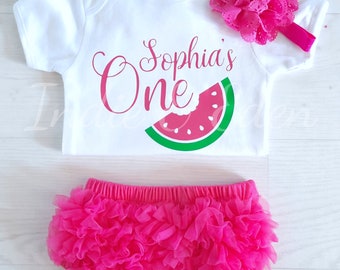 Girls Tutu - 1st Birthday Girl - Baby Bloomers - Baby Outfit - Baby Girls Outfit - Summer Baby - Watermelon Baby - 1st Birthday - One - Pink