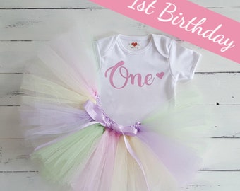 Girls Tutu - 1st Birthday Girl - Birthday Tutu - Baby Tutu Outfit - Baby Girls Tutu - Baby Tutu Birthday - Cake Smash Tutu - Rainbow Tutu