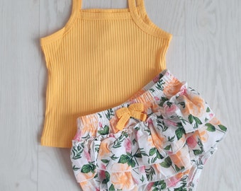 Baby Clothes Summer Outfit Baby Bloomers Baby Outfit Baby Girls Outfit  Summer Baby Yellow Cute Baby Set