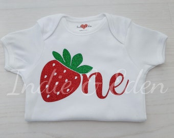 Girls Bodysuit - 1st Birthday - 1st Birthday Girl - Birthday Bodysuit - Birthday Baby Outfit - 1st Birthday Outfit - Strawberry Baby