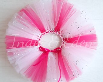 Girls Tutu - 1st Birthday Girl - Birthday Tutu - Baby Tutu - Baby Girls Tutu - Tutu Skirt - Pink Tutu - Glitter Tutu - White Tutu