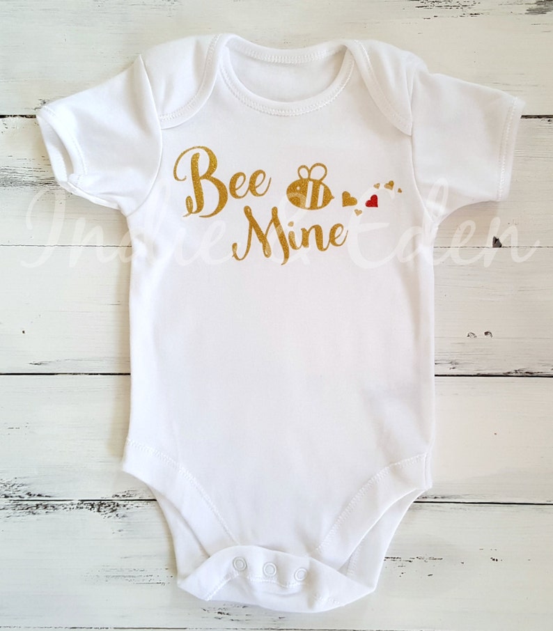 Girls Bodysuit 1st Valentine Valentine Bodysuit Valentine Baby Outfit Bee Mine Valentine Baby Valentine Outfit Gift Baby image 2