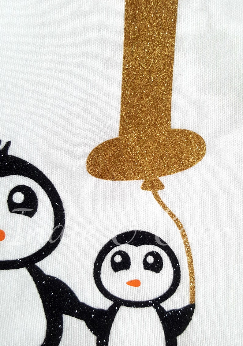 Baby Birthday Outfit Penguin 1st Vest Gold Girls Baby One Baby Grow Babygrow Cake Smash Photo Prop