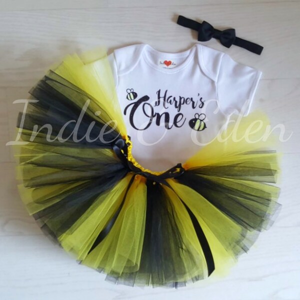 Girls Tutu - 1st Birthday Girl - Birthday Tutu - Baby Tutu Outfit - Baby Girls Tutu - Baby Tutu Birthday - Personalised - Bee Baby - Tutu