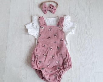 Baby Clothes Dungarees Outfit Baby Outfit Baby Girls Outfit  Summer Baby Cute Baby Set Baby Short Set Dusky Rose Baby Shower Gift