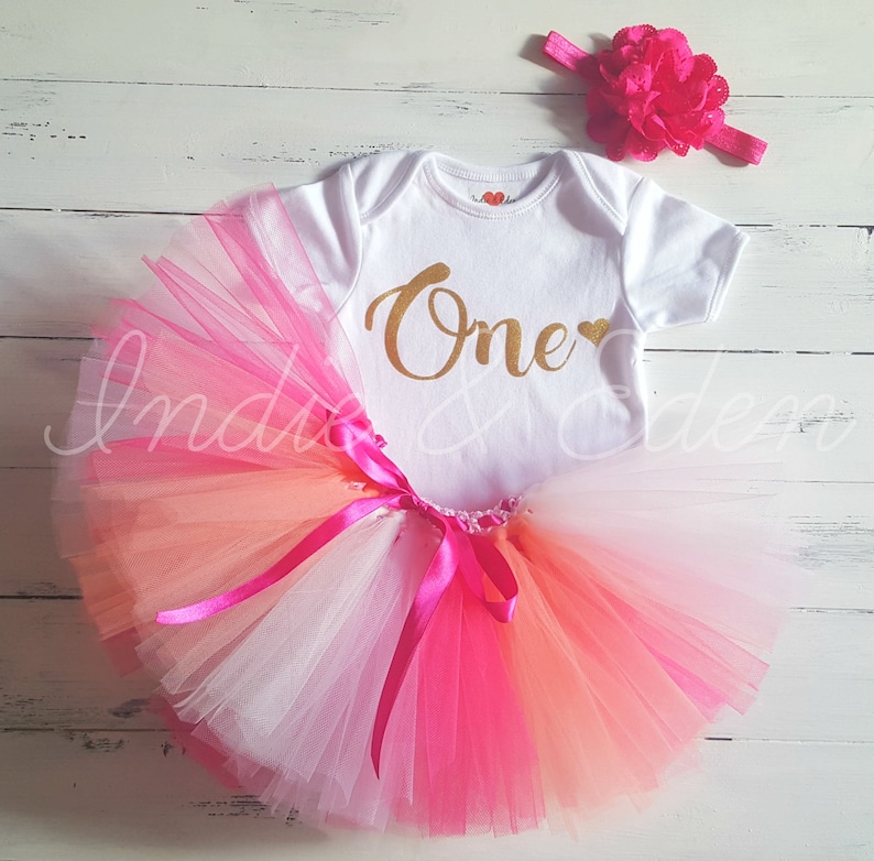 Birthday Girl Cake Smash Personalized Hot Pink Tutu Baby Girl Photo Prop Outfit
