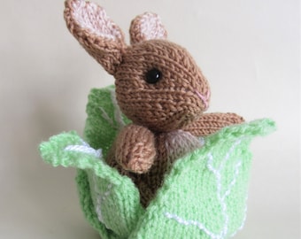 KNITTING PATTERN PDF - Rabbit in the Lettuce Patch Chocolate Orange Bath Bomb Cover Cosy Easter Bunny - Written In English