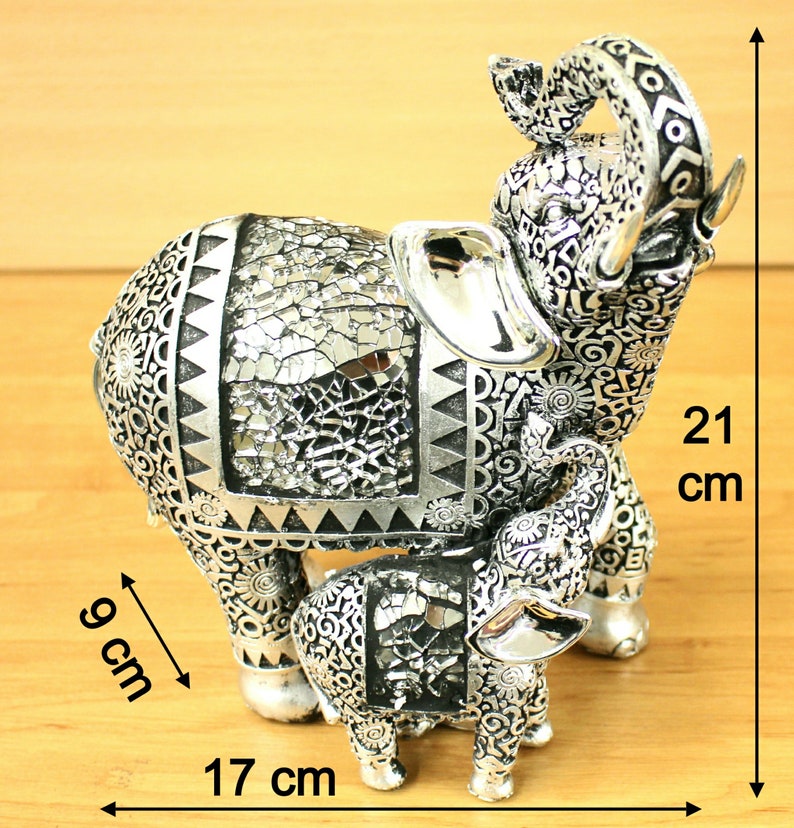 Larger Vintage Silver Resin Raised Trunk Elephant Ornament Etsy