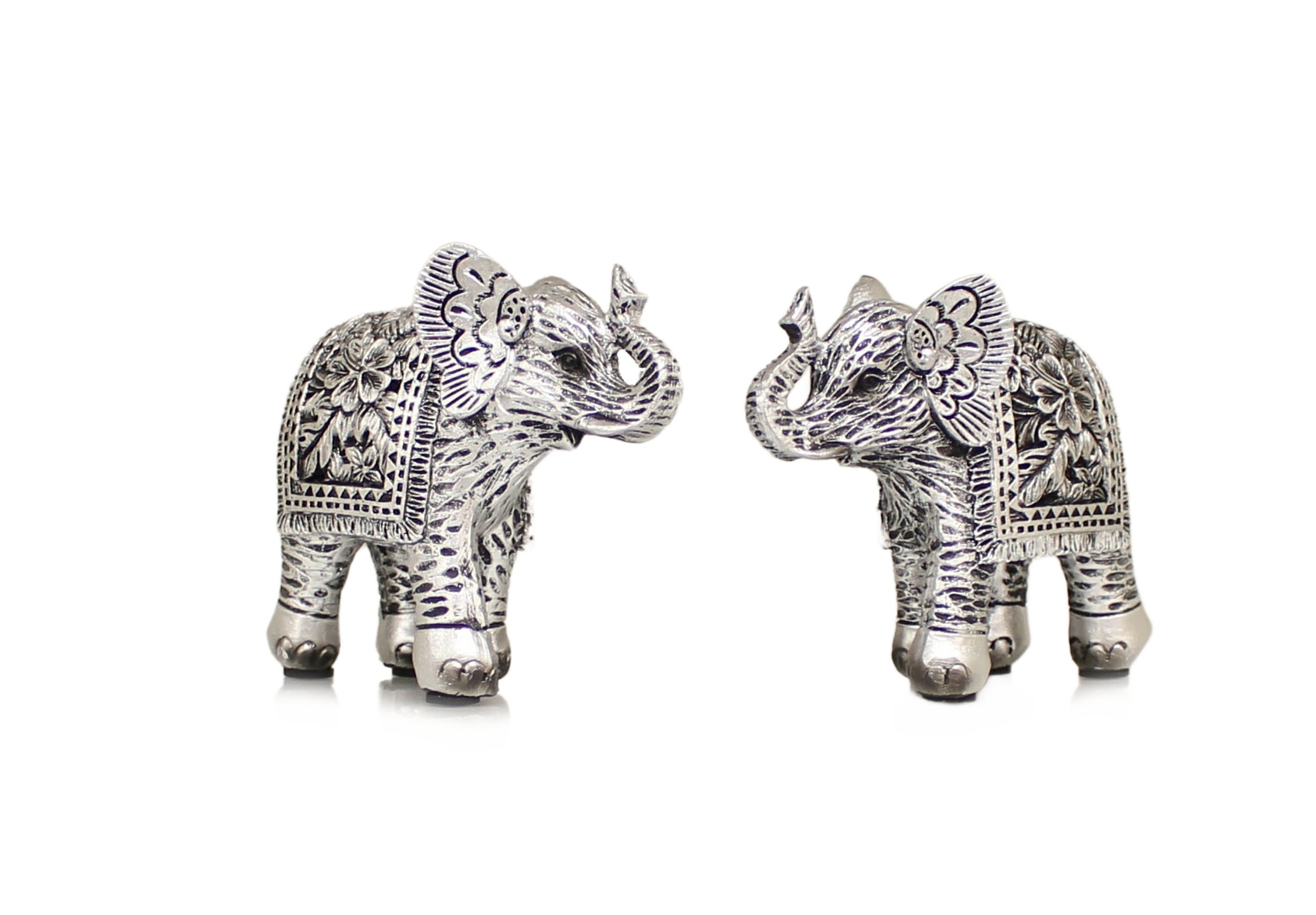 Set of 2 Brushed Silver Elephant Ornaments for the Home Etsy