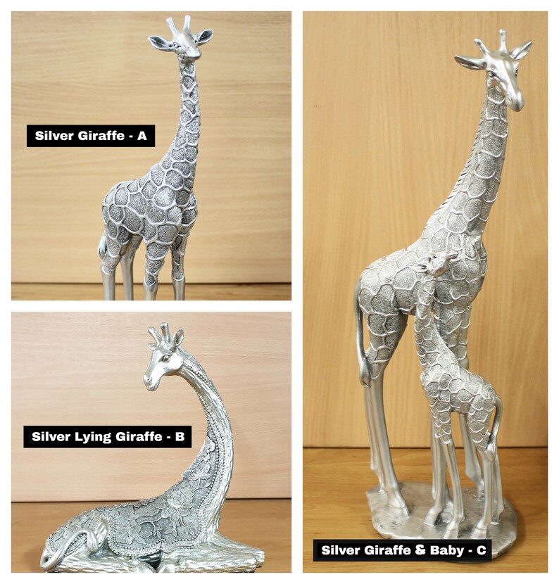 Larger Vintage Silver Resin Giraffe Ornament Figurine Statue Etsy UK