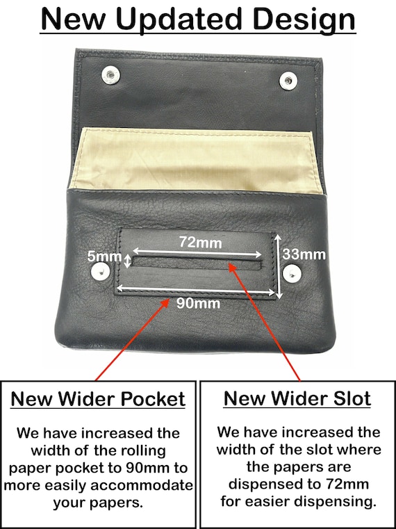 tobacco paper pouch Leather King Size Rolling Papers Made in Italy, Black and Western Brown Vintage Bag, Tabacco Pochette 262Color Rolling Tobacco Pouch, Soft Leather