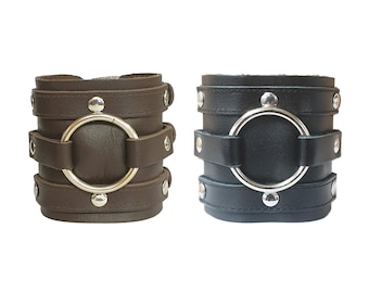 Leather Wrist Cuff - Wide Triple Strap Arm Cuff Gothic Accessories Wristband Bracelet - Buckle - Steampunk Accessories Men -Punk Accessories