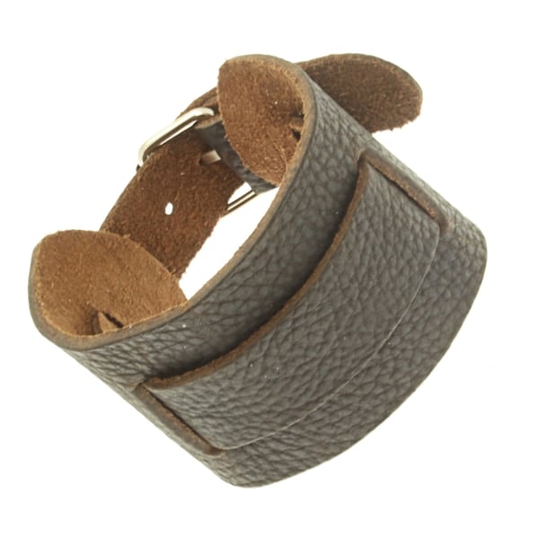 Wide Very Dark Brown Leather Cuff Wrap Around Bracelet - 258