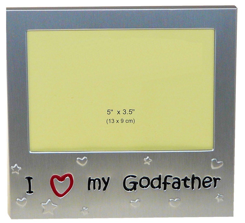 Your Own Photo In A Frame 5 x 3.5 inches photo size photo frame aluminium satin silver colour- MF0032PHOTO I Love My GodFather