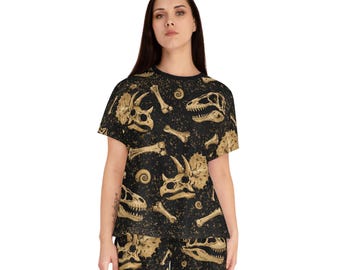 Pijama con estampado de fósiles de dinosaurios / Ropa de dormir de paleontología / STEM / Estilo geek