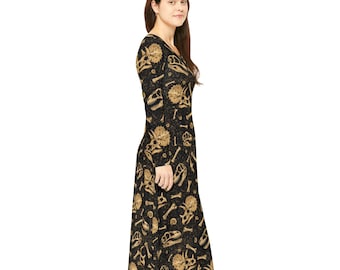 Vestido de manga larga con fósiles de dinosaurio para mujer / Vestido elegante y geek / Vestido de baile