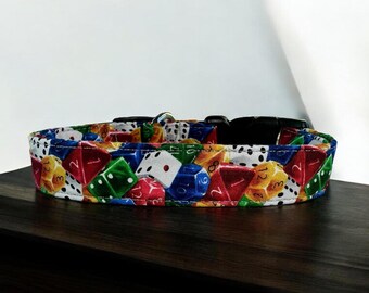 Gamer Dice Cotton Dog Collar - Comfortable, Durable, and Stylish - Sizes XS (teacup and Cat) through XXL (giant breeds)