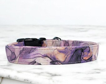 Purple Watercolor Cotton Dog Collar - Comfortable, Durable, and Stylish - Sizes XS (teacup and Cat) through XXL (giant breeds)