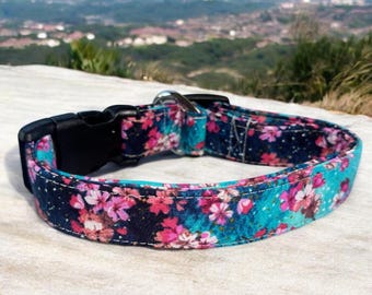 Cherry Blossom Cotton Dog Collar - Comfortable, Durable, and Stylish - Sizes XS (teacup and Cat) through XXL (giant breeds)