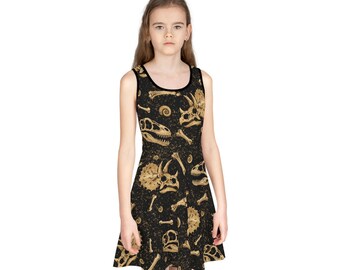 Vestido de verano para niñas con fósiles de dinosaurios / Paleontología / STEM