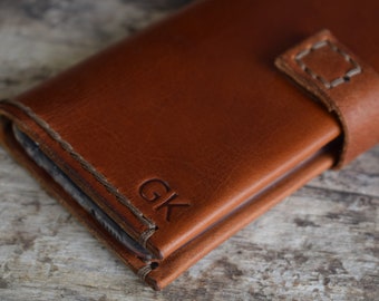 Brown Leather iPhone Wallet Case: Handmade Card Holder