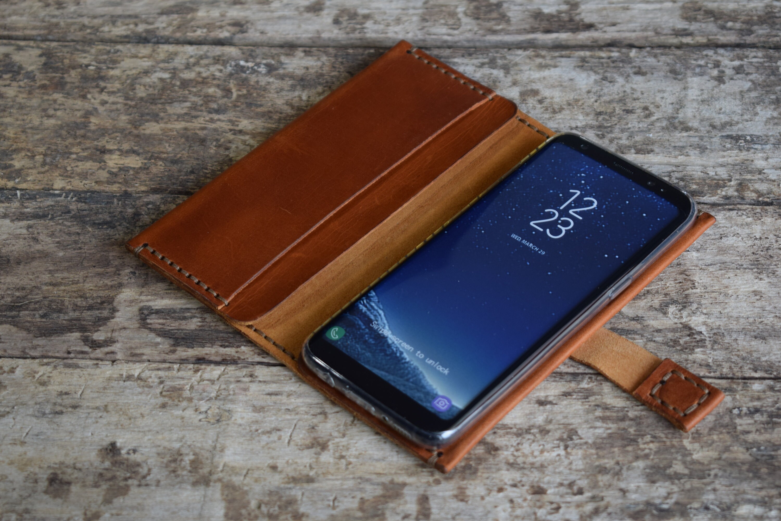 Leather Wallet Case for Samsung Galaxy S5 S6 S6 Edge S7 S7 Edge S8 S8 Plus  S9 S9 Plus S10 S10 Plus S10e S20 S20 Plus in Brown Flip Case 