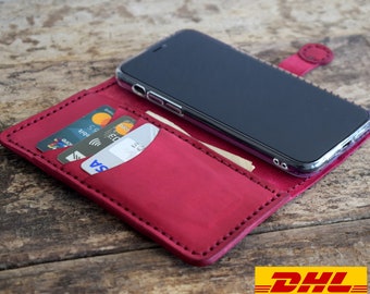 Handmade Leather wallet case for Samsung Galaxy devices from Full Grain Leather