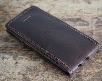 Leather iPhone Wallet Case, Vertical Flip, Monogram Available