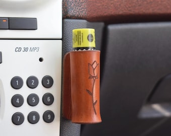Personalized Leather Lip Balm Holder, and chapstick holder for car