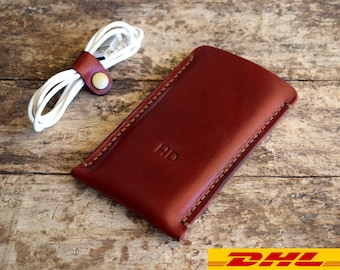Microsoft Surface Duo Leather Sleeve: Full Grain Pouch Case, Free Initials