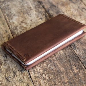Leather iPhone Wallet Case: Handmade Cow Leather, Card Holder