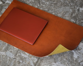 Double-Sided Leather Desk Pad: Vintage Full Grain Leather, Custom Size