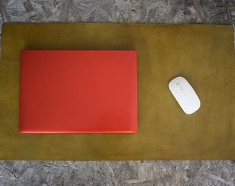 Double-Sided Leather Desk Pad: Green & Brown, Custom Size