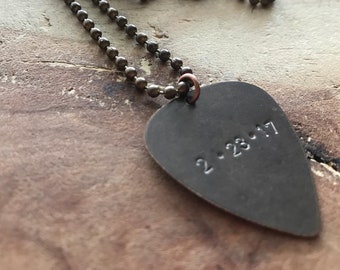 Guitar pick personalized ball chain necklace lyric necklace boyfriend necklace dad necklace teen boy gift guitarist gift mens necklace