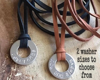 Washer necklace mindfulness gift word of the year mantra necklace circle necklace mens necklace my word hand stamped necklace